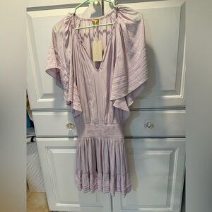 Ramy Brook Jane Purple Flutter Sleeve Mini Dress M NWT